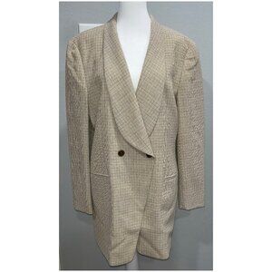 Escada Margaretha Ley Womens 100% Wool Blazer Jacket Beige Size 42, Long Sleeve
